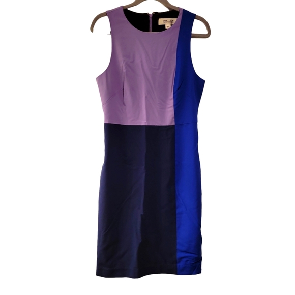 Diane Von Furstenberg, Color Block Wool Paneled Tailored Dress, Women's sz 10, L - Picture 1 of 4